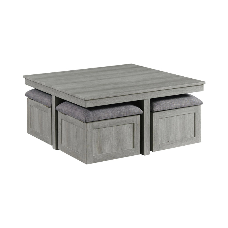 Uster Coffee Table W/Four storage Stools Grey