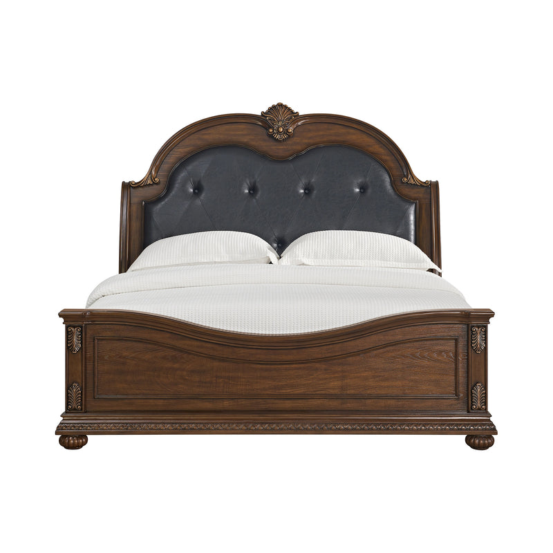 Cadenza UPH Bed with Black PU in Brown