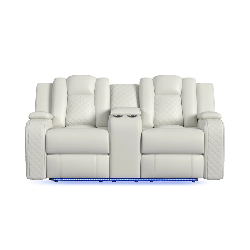 Carlo Power Motion Loveseat with Power Headrest, Console and LED