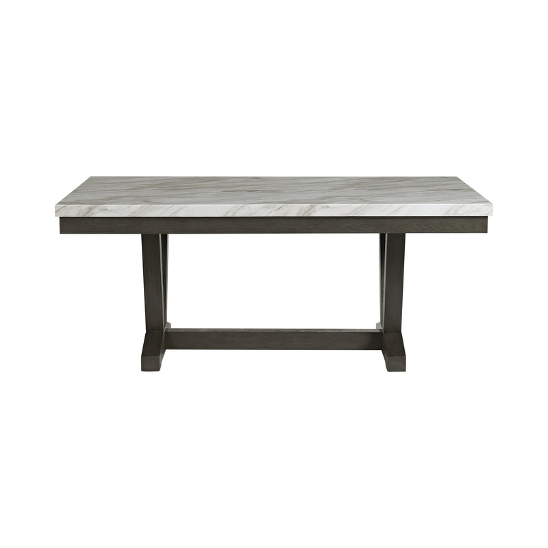 Everdeen Dining Table w/ White Faux Marble Top in Charcoal