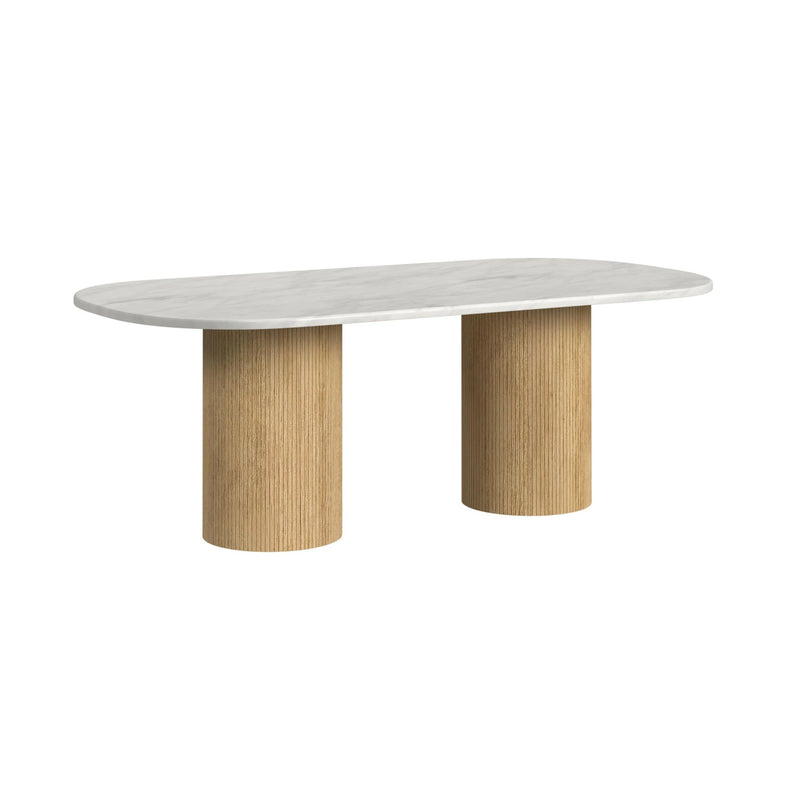 Sylvie Oval Dining Table with White Faux Marble Top