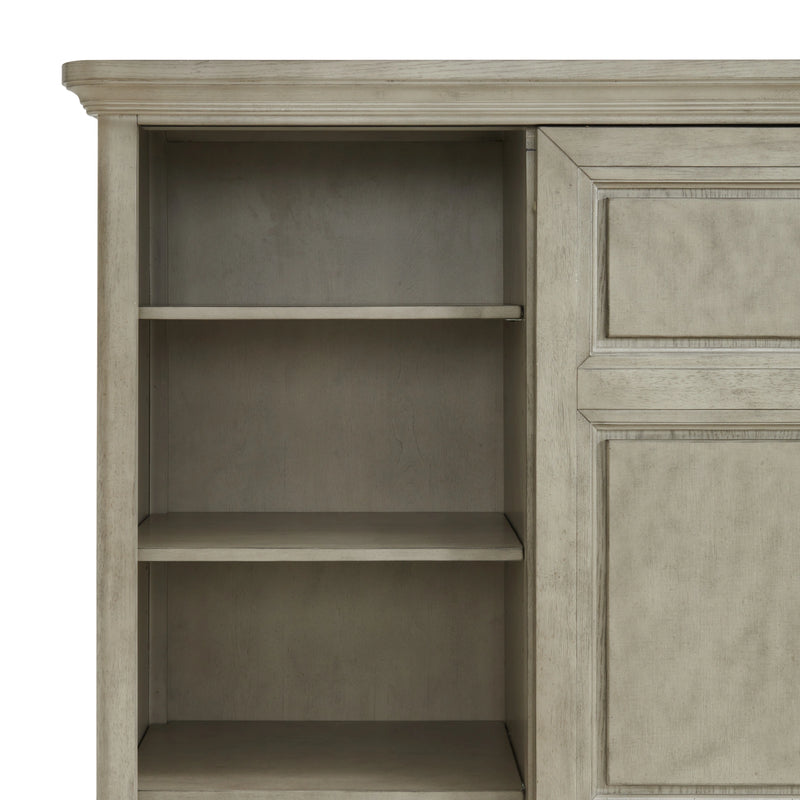 Whit-Ash Panel Bedroom Set with Door Chest in Light Grey