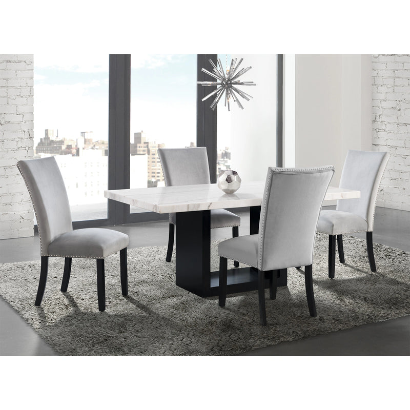 Valentino White 5PC Dining Set-Table & Four Chairs