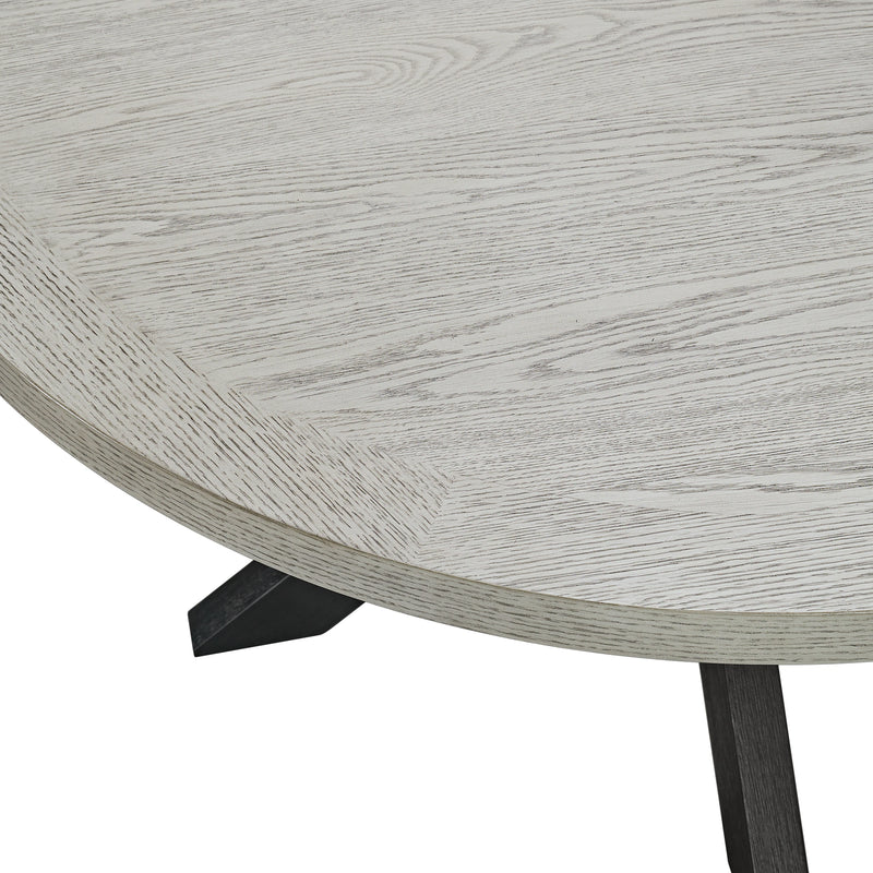 Axel 5PC Standard Height Dining Set in Espresso-Round Table and Four Light Grey Fabric Chairs