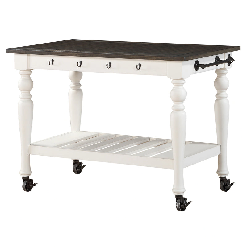 Steve Silver Joanna Kitchen Cart in Two-tone Ivory and Mocha