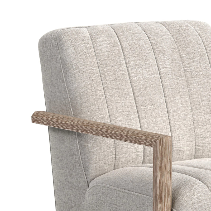 Blaze Swivel Chair in Laurence Cream with Natural Arm