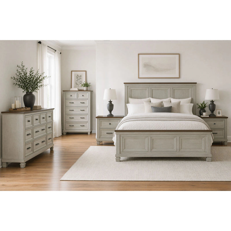 Farmington Bedroom Set in Medium Brown and Washed Stone