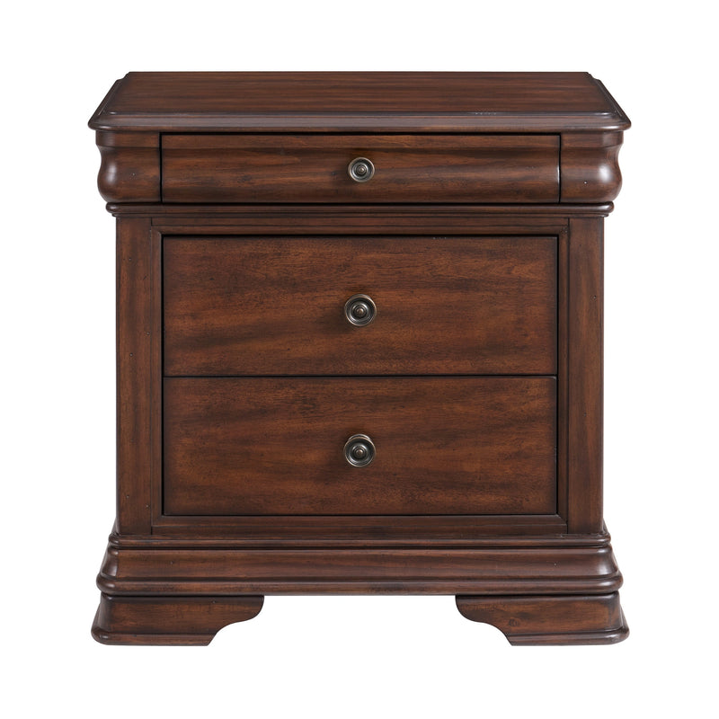 Phillipe 3-Drawer Nightstand With USB in Cherry