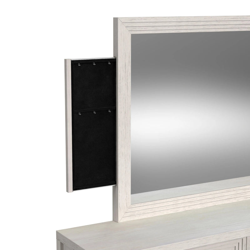 Avalanche Dresser and Mirror Set in Antique White