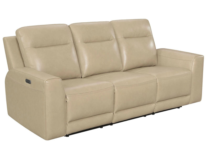 Steve Silver Doncella Leather Dual Power Reclining Sofa in Surly Sand