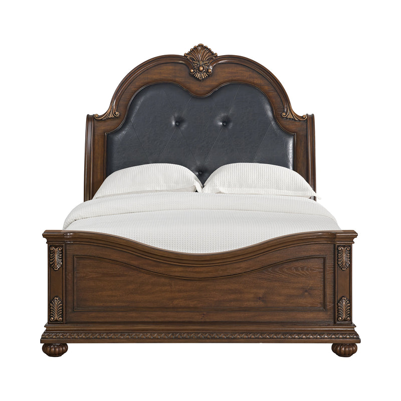 Cadenza UPH Bed with Black PU in Brown