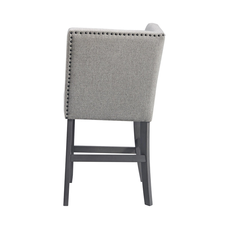 Seneca Counter Corner Bench with Upholstered Back and Grey Fabric