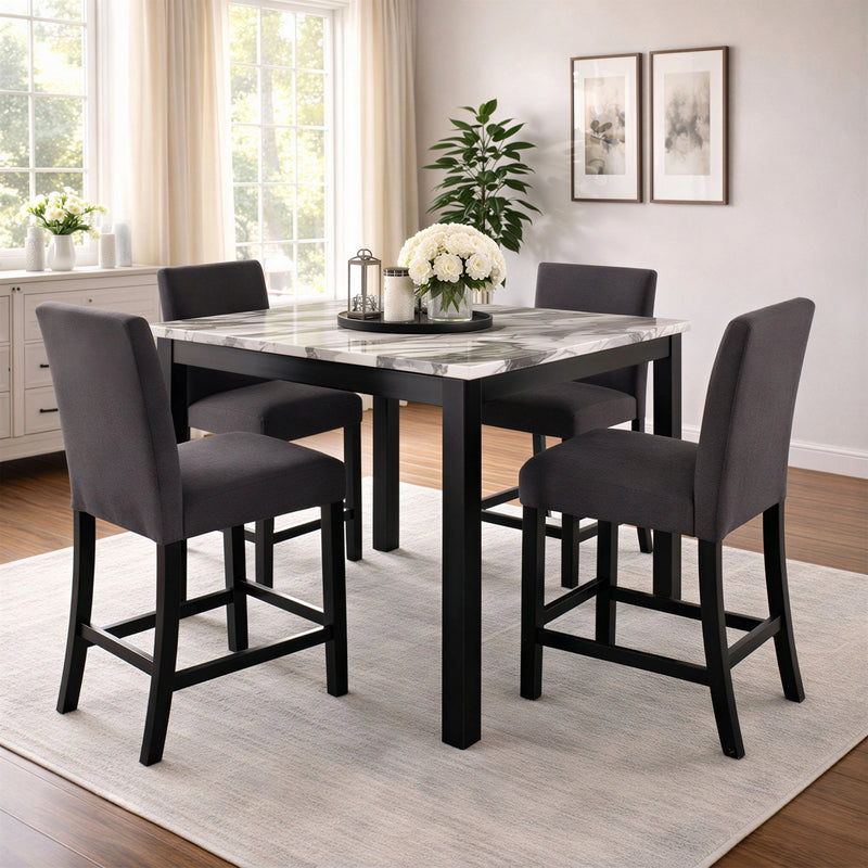 Dalia 5PC Square Counter Set in Black