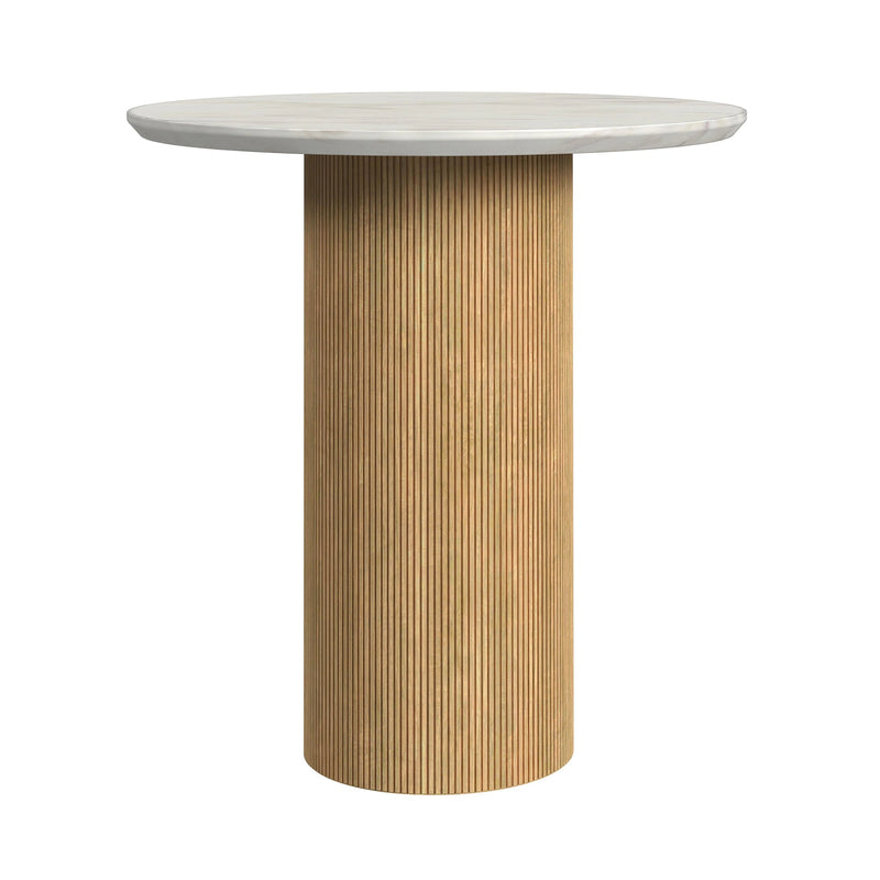 Sylvie Round End Table with White Faux Marble Top and Base
