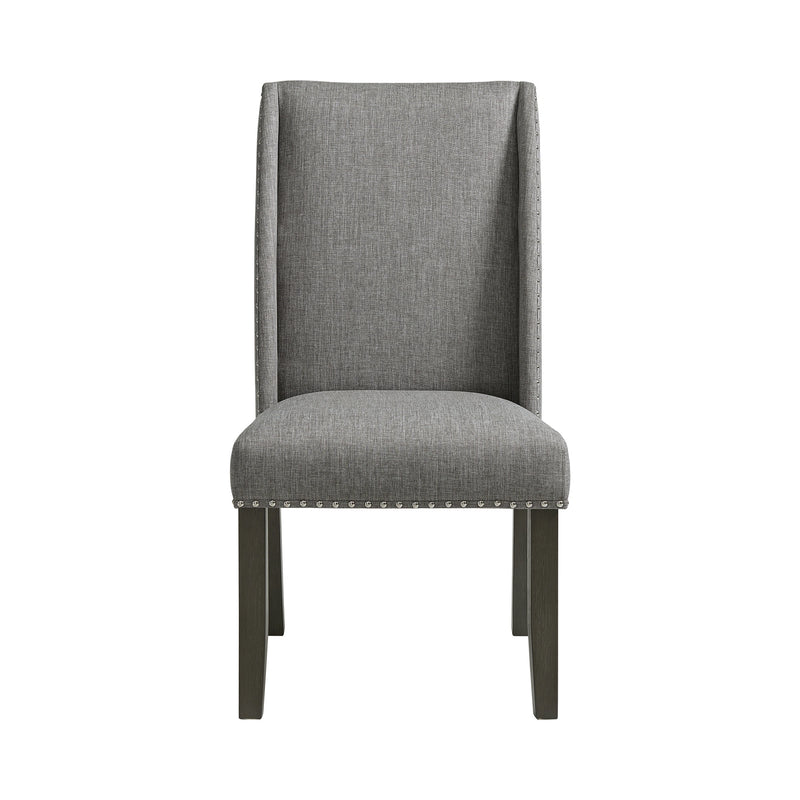 Everdeen Side Chair w/ Grey Fabric and Nail Heads in Charcoal (2 Per Carton)