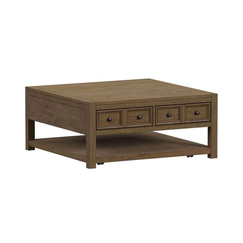 Heritage & Home Square Coffee Table with Casters in Oak Brown