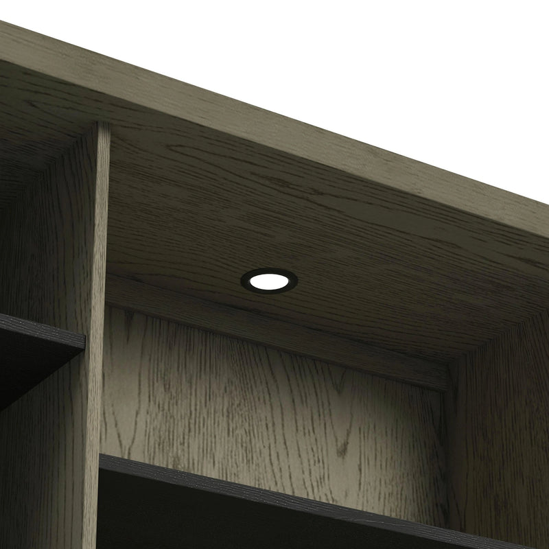 Jemma Buffet and Hutch with Light in Grey and Dark Espresso