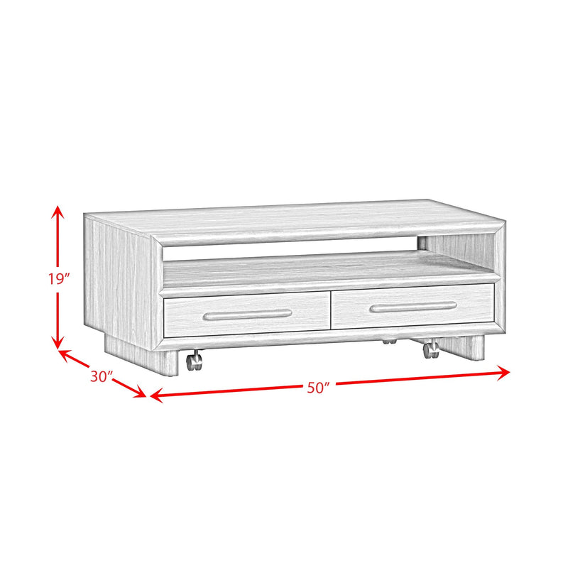 Brisbane 4-Drawer Coffee Table with Casters in Brown