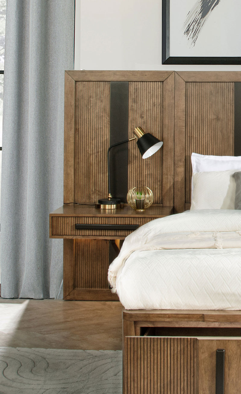 Terrace Wall Panel Platform Storage Bed with Attached Nightstands