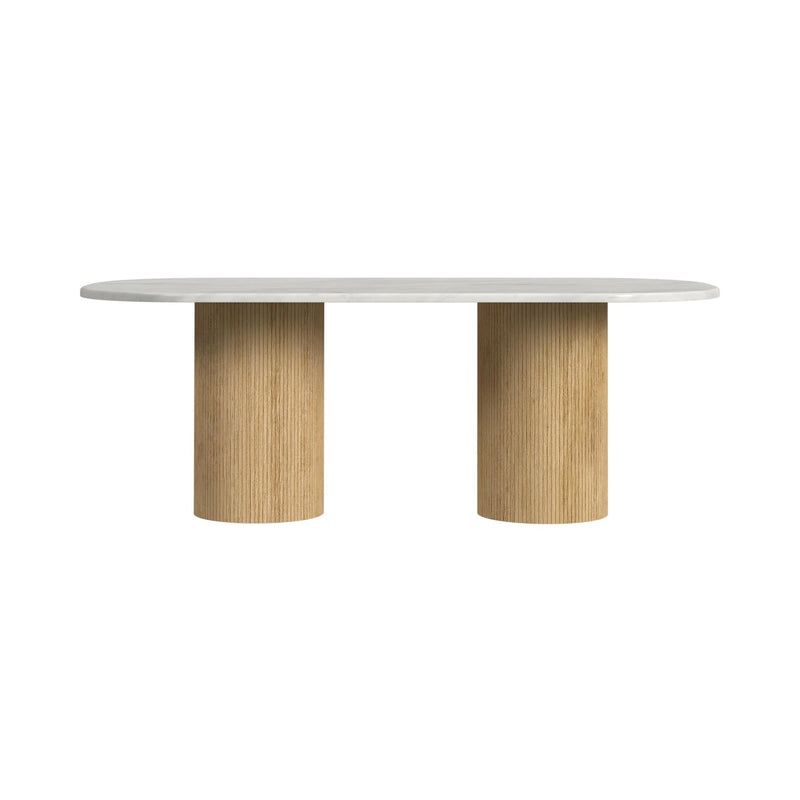 Sylvie Oval Dining Table with White Faux Marble Top