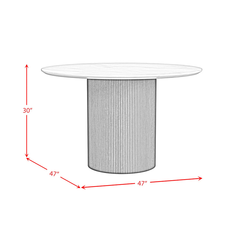 Sylvie Round Dining Table with White Faux Marble Top