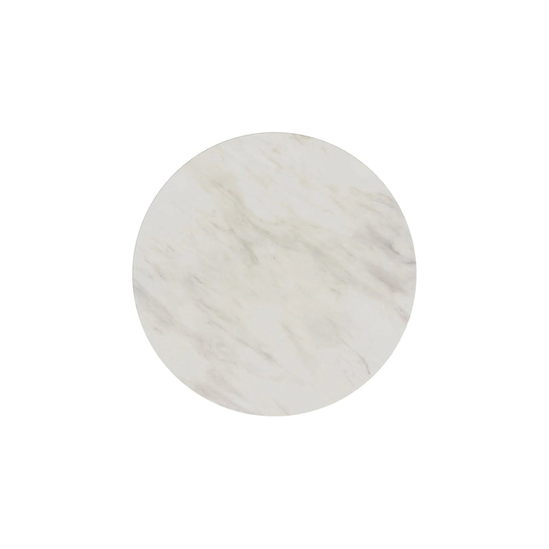 Sylvie Round End Table with White Faux Marble Top and Base