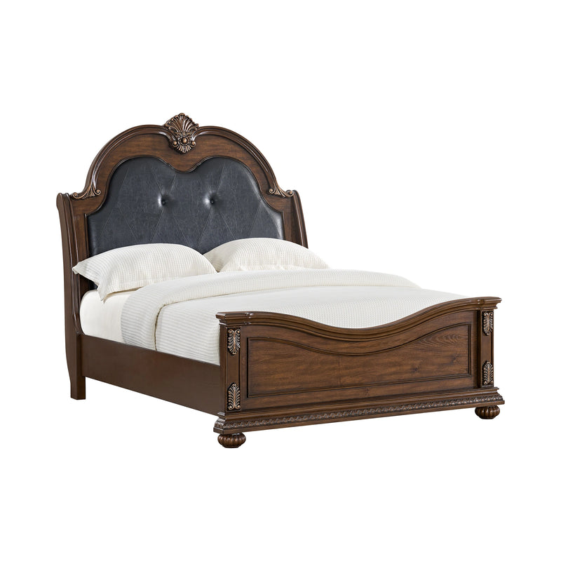 Cadenza UPH Bed with Black PU in Brown