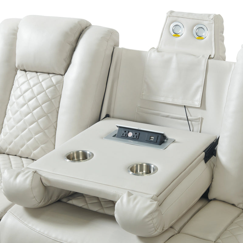 Carlo Power Motion Sofa with Power Headrest, Dropdown Table, Power Strip, LED and Reading Light