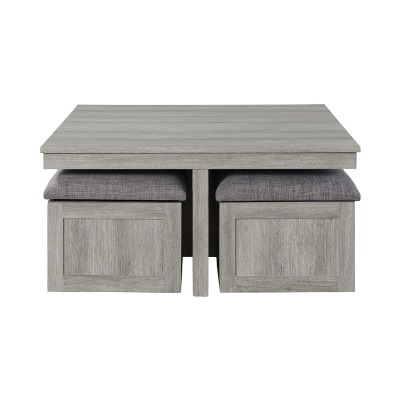 Uster Coffee Table W/Four storage Stools Grey
