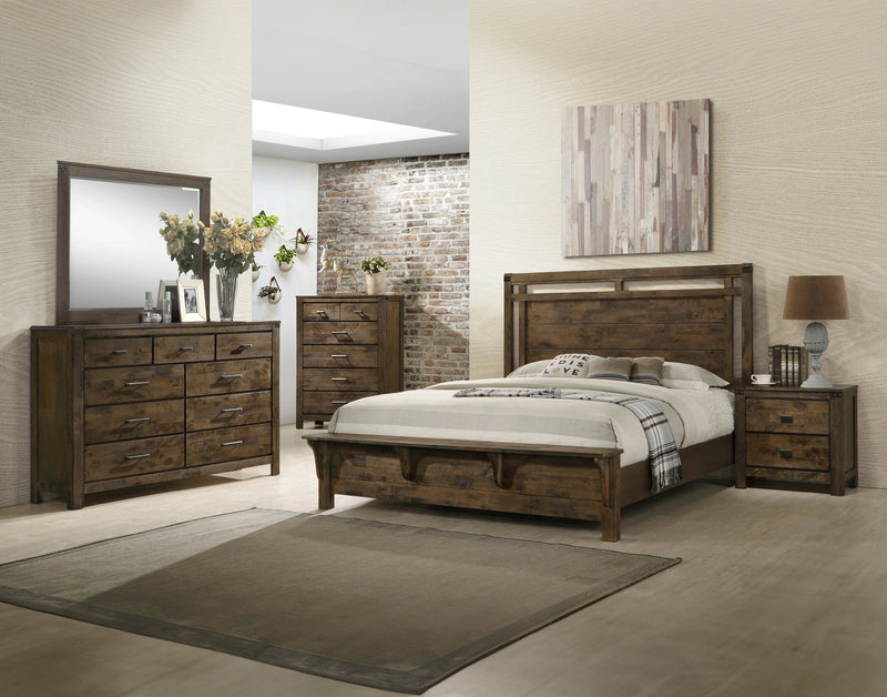 Crown Mark Furniture Curtis King Panel Bed in Rustic image