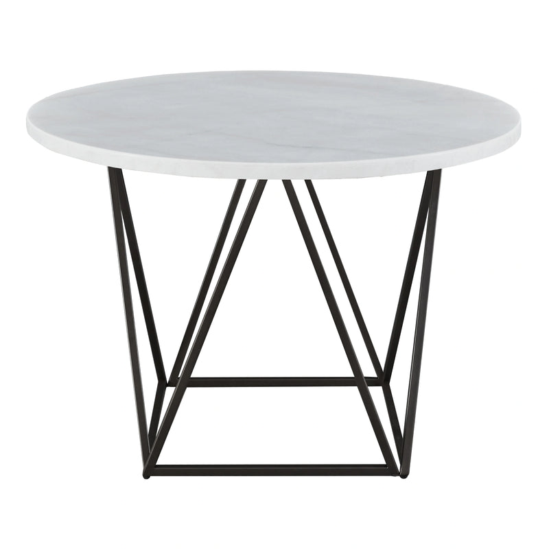 Steve Silver Ramona White Marble Top Round Dining Table in Deep Bronze