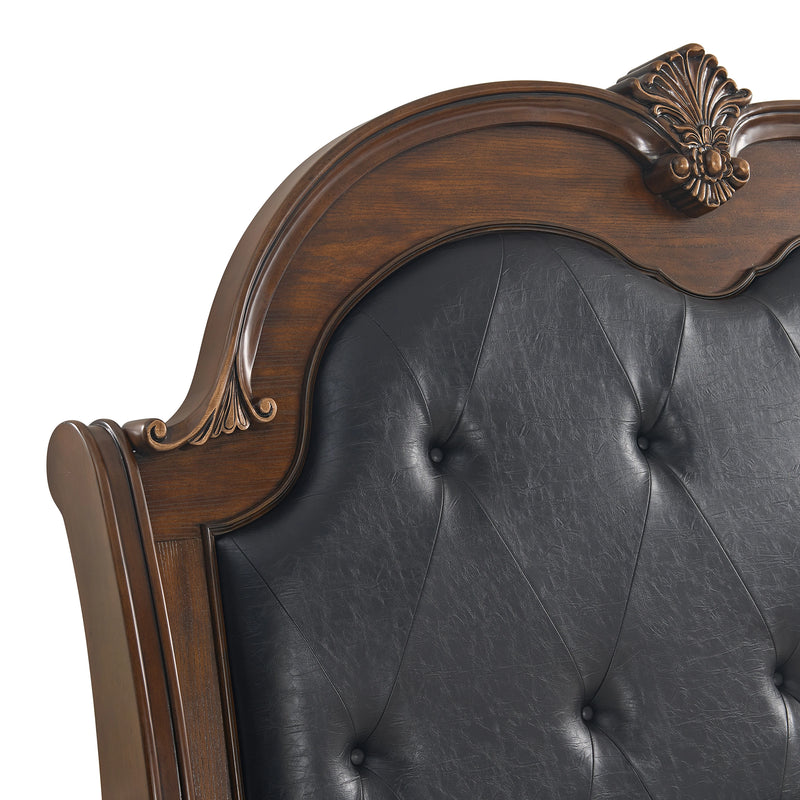 Cadenza UPH Bedroom Set with Black PU in Brown