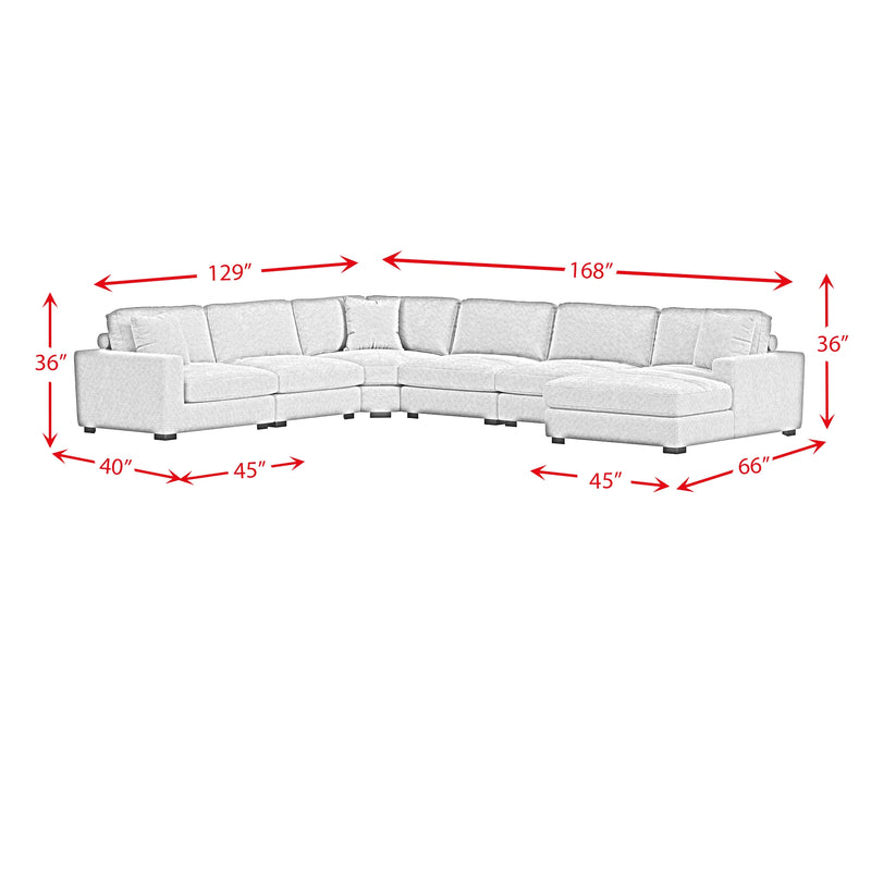 Arizona Modular Sectional Set with RHF Chaise in Steno Beige