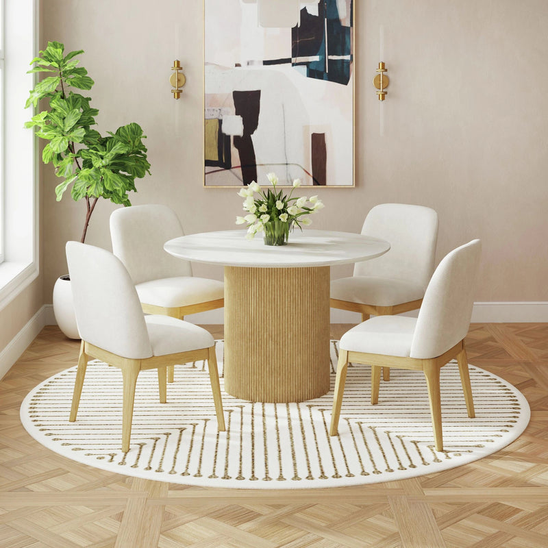 Sylvie Round Dining Table with White Faux Marble Top