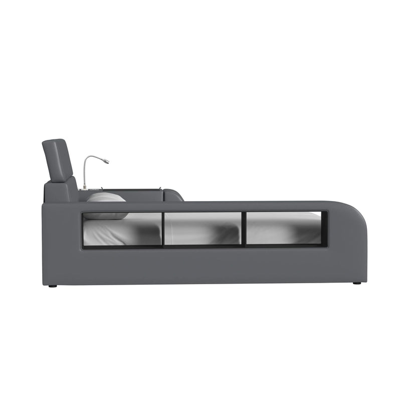 Valari Transformer Bed with Electronic Features in Grey PU