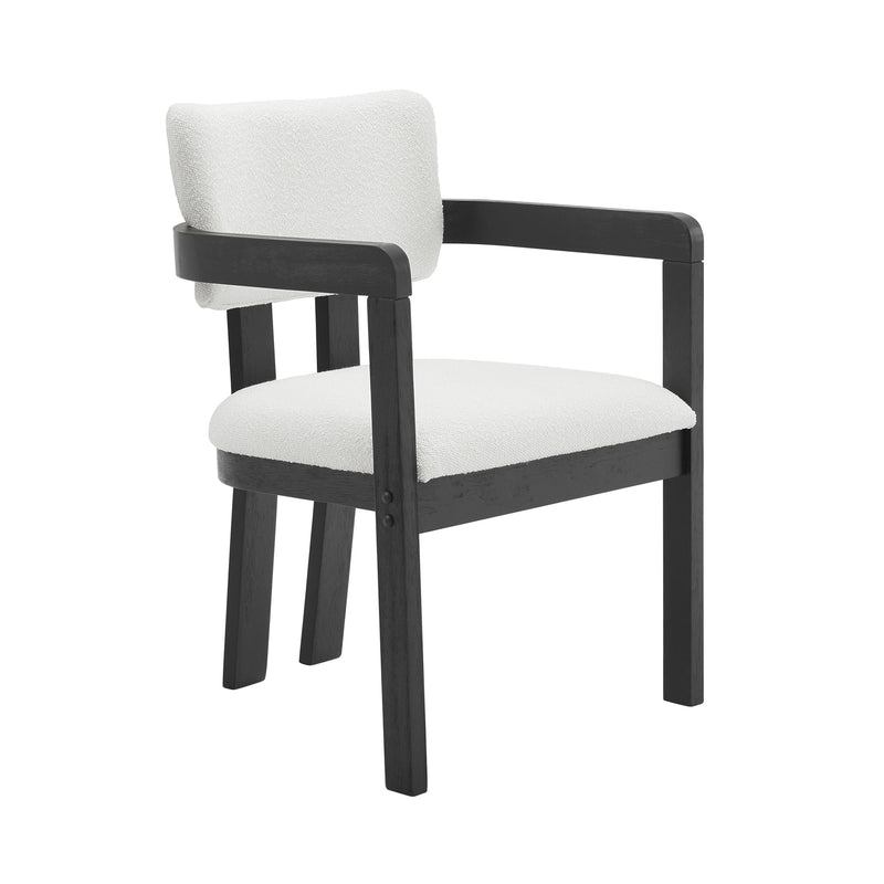 Portland Arm Chair with Snow White Fabric in Black (2 Per Carton)