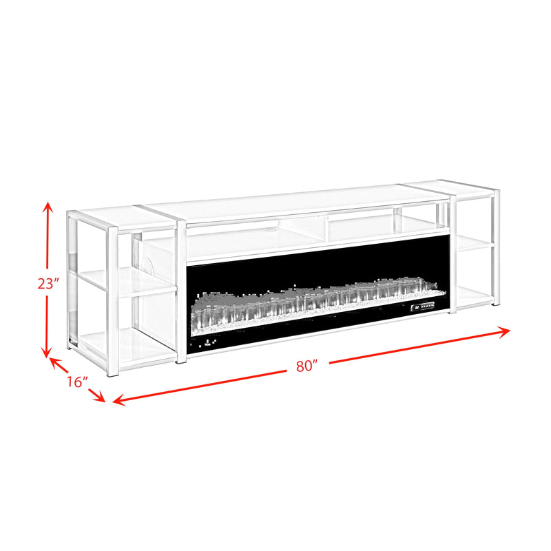Midway 80"" TV Console with Firelight in White