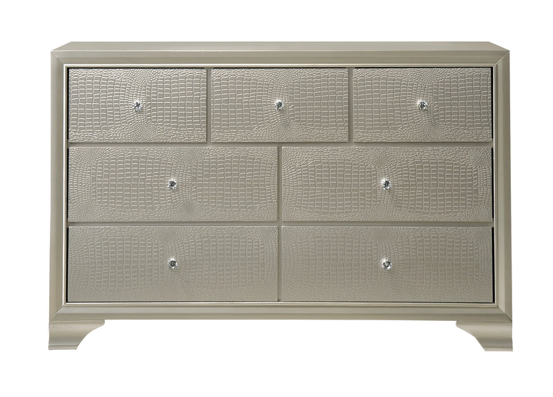 Crown Mark Lyssa 6 Drawer Dresser in Embossed Crocodile Pattern image