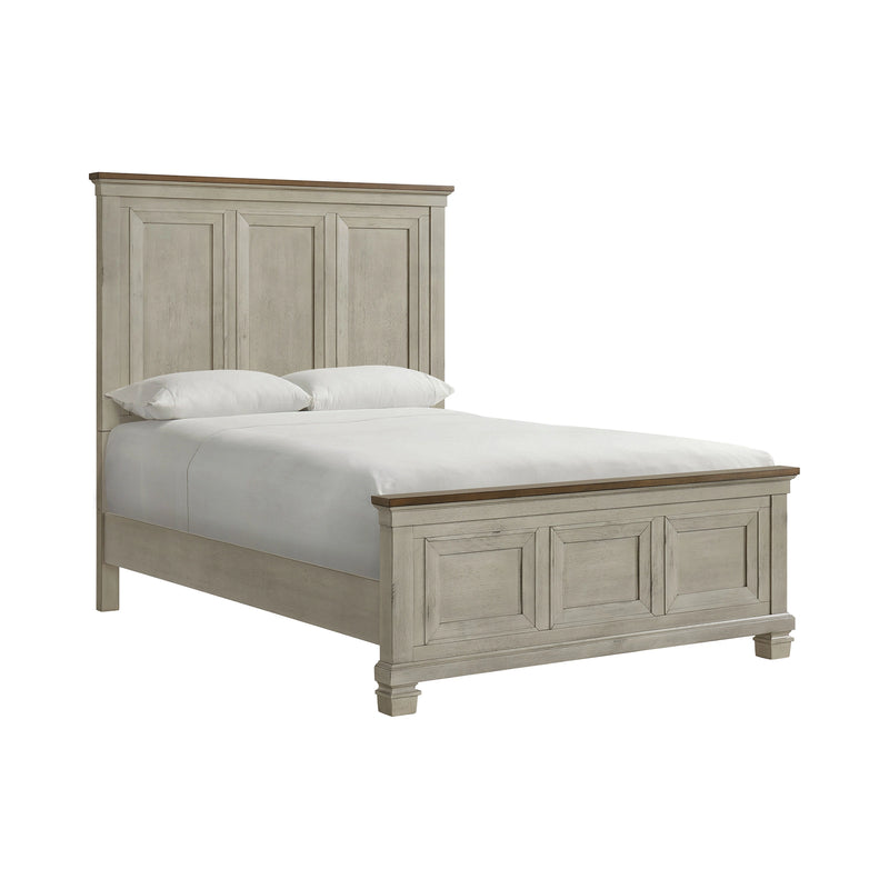 Farmington Panel Bed in Medium Brown and Washed Stone