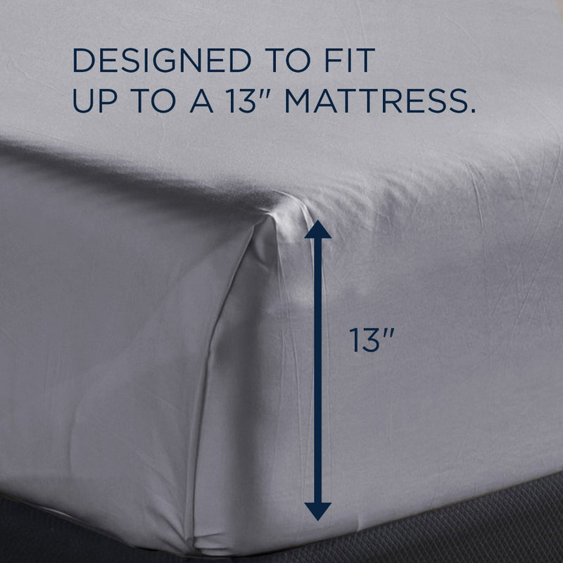 TEMPUR Luxe Egyptian Cotton Sheet Set Silver Mist