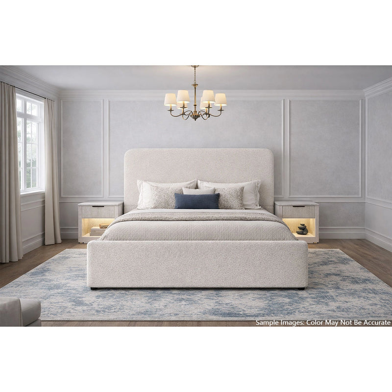 Stellar Uph Bed in Beige Boucle w/ 13 slats
