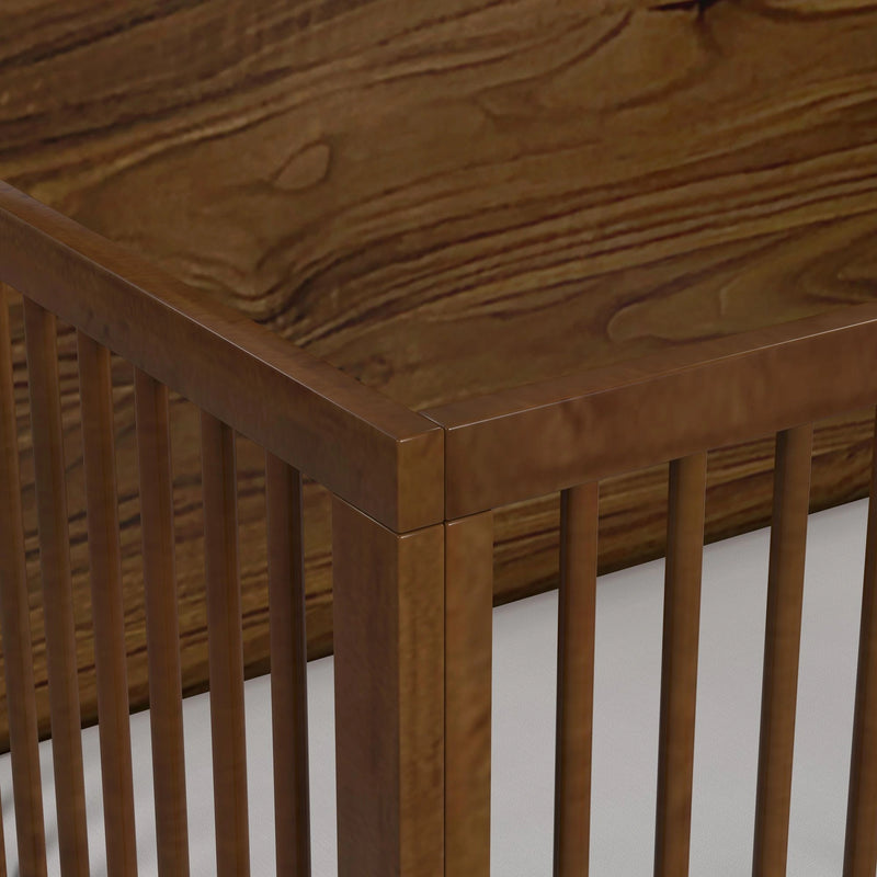 Malia Crib with High Headboard and Guardrail in Walnut