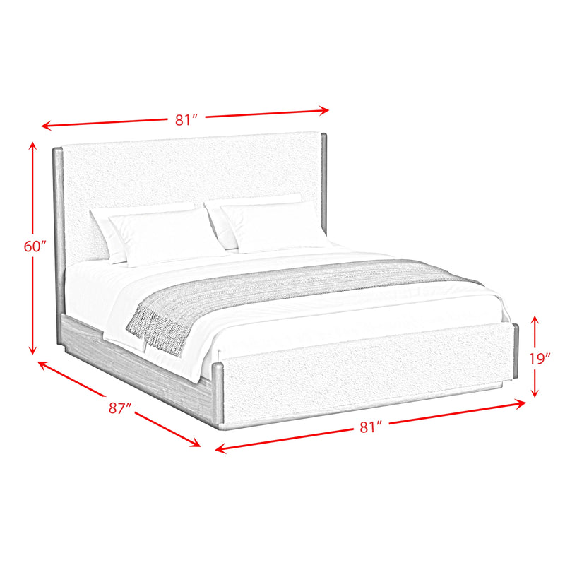 Brisbane UPH Bed with Boucle Beige and LED in Brown