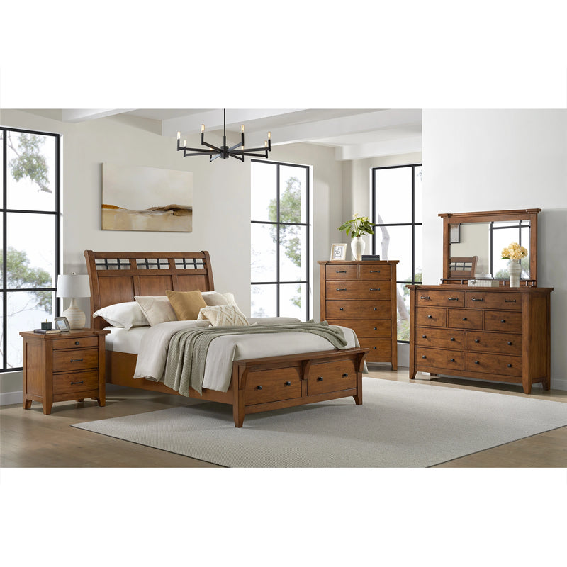 Gage Sleigh Storage Bed in Chestnut