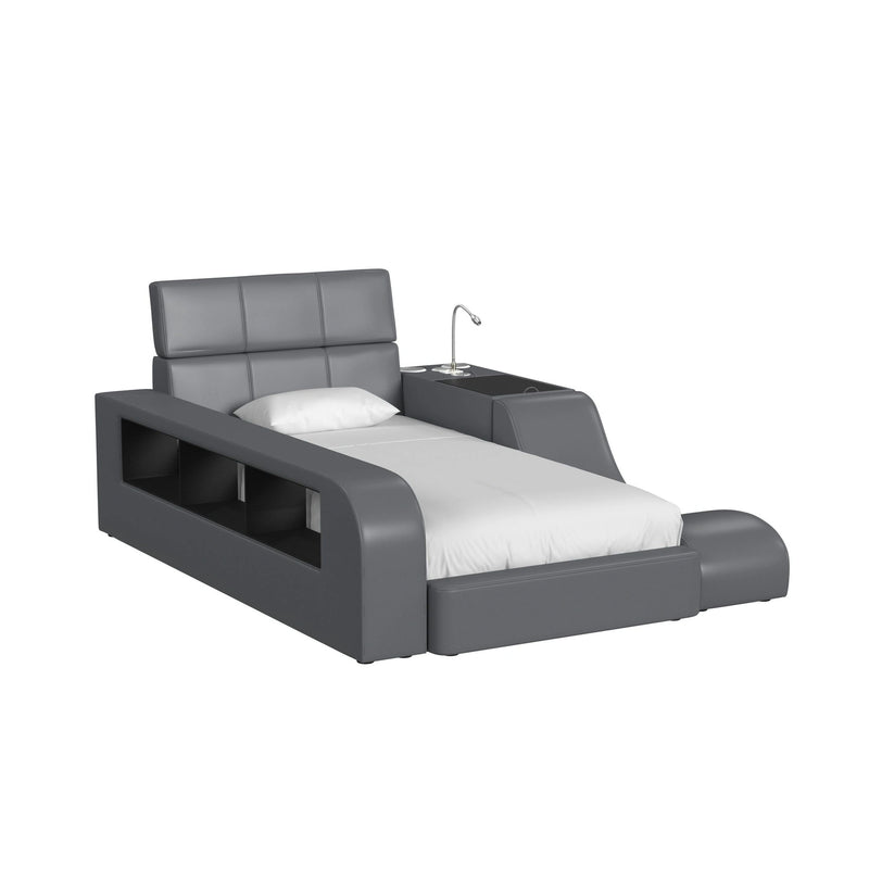 Valari Transformer Bed with Electronic Features in Grey PU