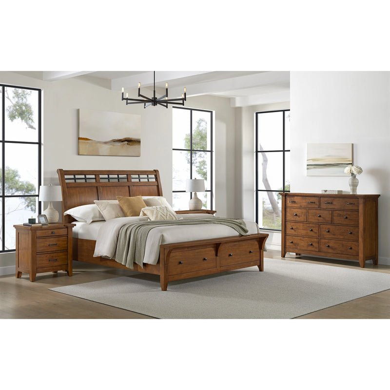 Gage Sleigh Storage Bedroom Set in Chestnut