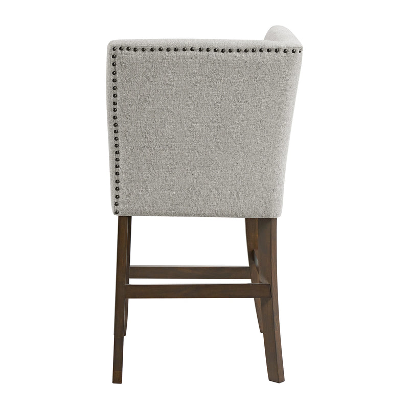 Seneca Counter Corner Bench with Upholstered Back and Grey Fabric