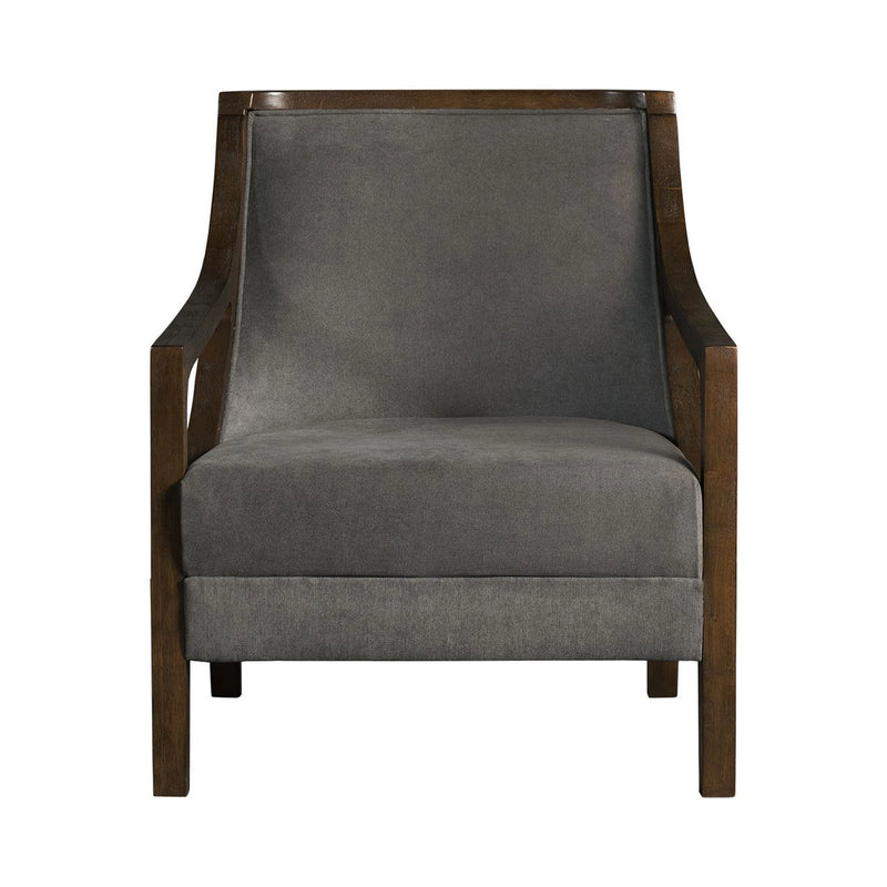 Hopkins Chair w/Brown Arm Columbia Charcoal