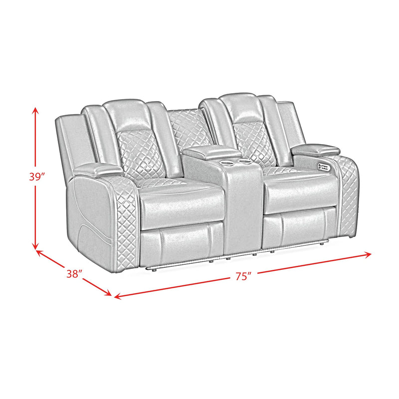 Carlo Power Motion Loveseat with Power Headrest, Console and LED