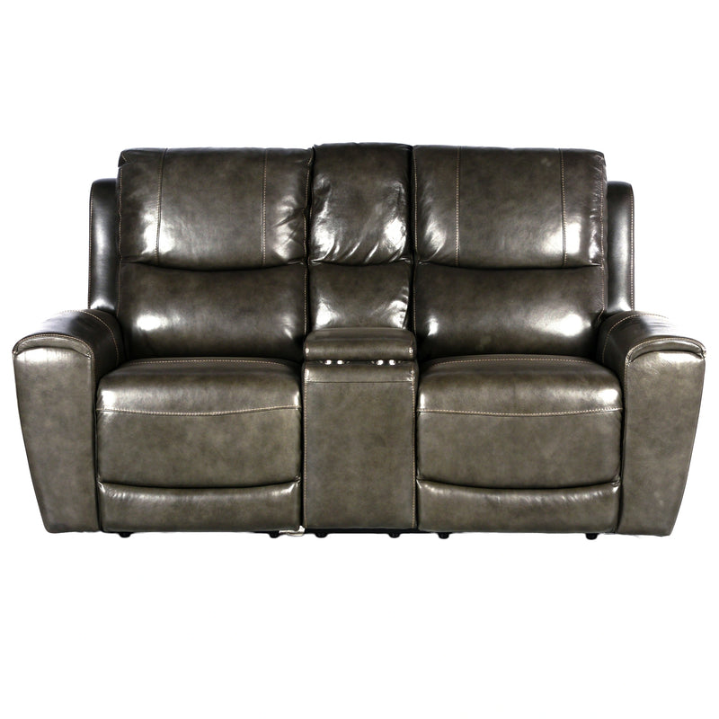 Steve Silver Laurel Leather Dual Power Reclining Console Loveseat in Grey